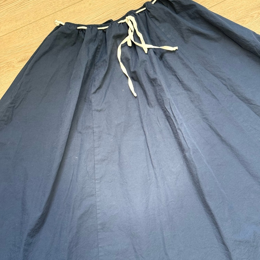 Moon River Navy Drawstring Maxi Skirt - Picture 3 of 8
